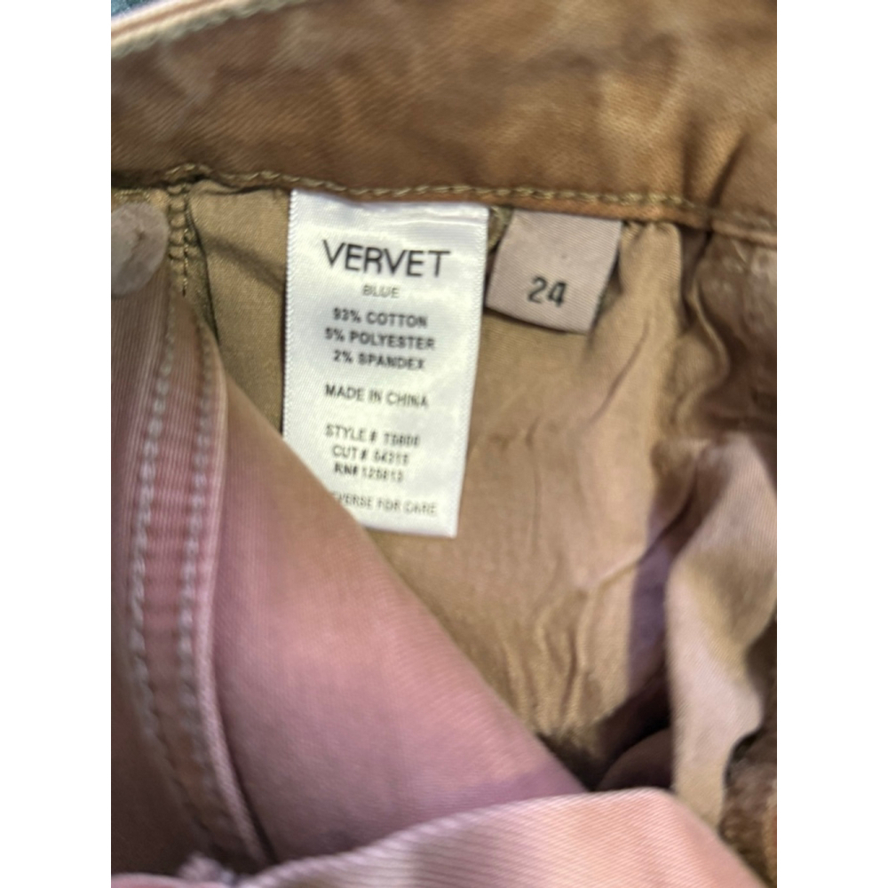 🤎NWT Vervet Mid Rise Straight Jeans Tan Raw Hem Stretch Size 24 - Picture 4 of 5